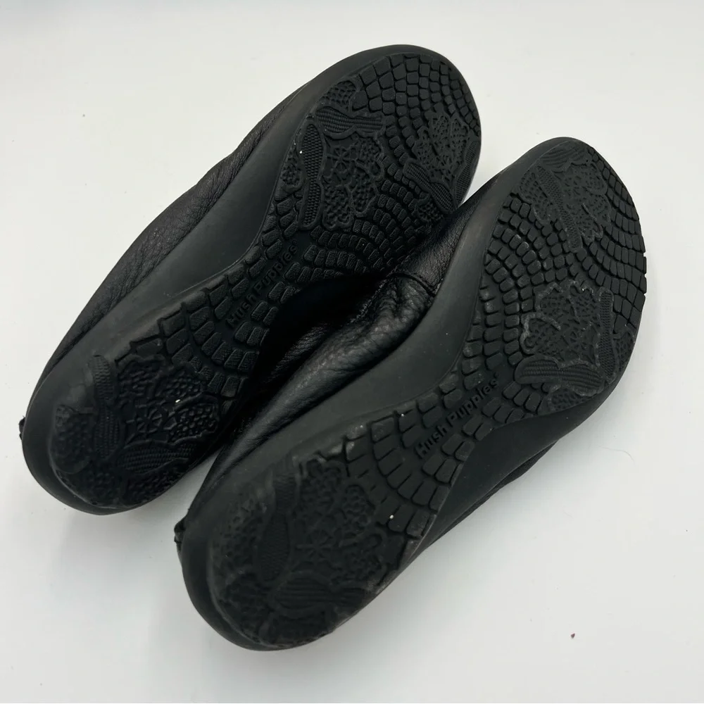 Hush Puppies Black Leather Ceil MT Slip-On Loafers Comfort Flats Womens Size 6